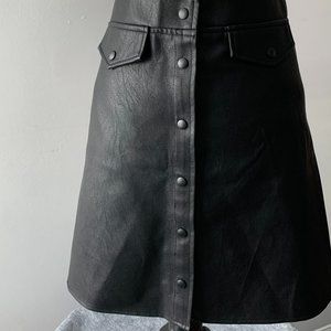 Black Leather Skater Skirt